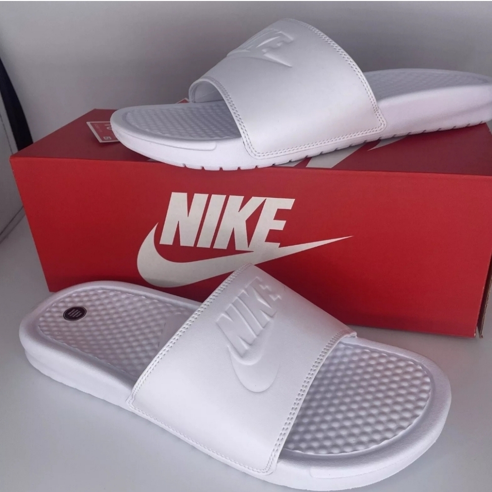 Nike White Slide Sandals
